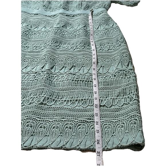 Eva Mendes NY&C Crochet Lace Midi Cocktail Dress Mint Green Petite‎ M NWT - Picture 8 of 15